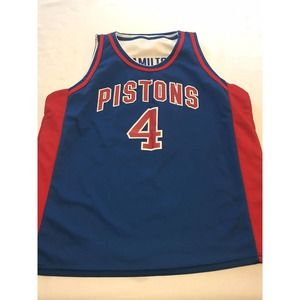 Detroit Pistons Jersey Reversible Mens Sz L Dumars 4 Hamilton 32 Made USA